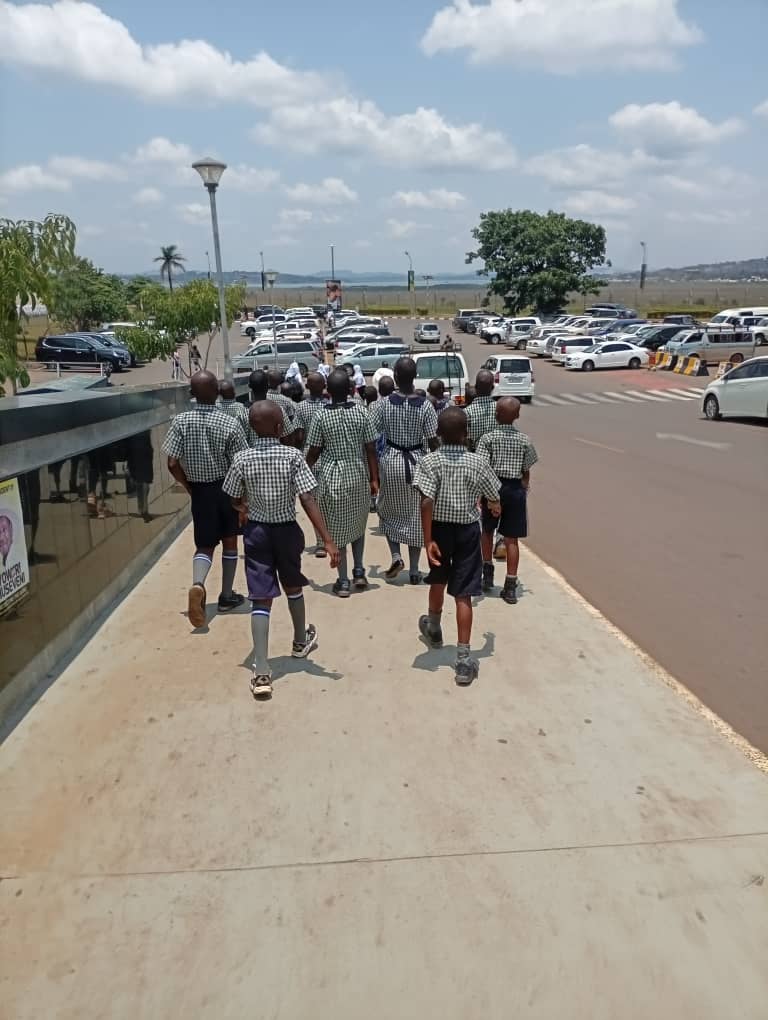Pupils gathered together during an educational excursion